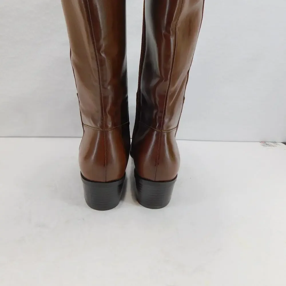 Rockport Evalyn Brown Tall Boot Saddle Block Heel Women's Size 7.5 - New - Picture 15 of 16
